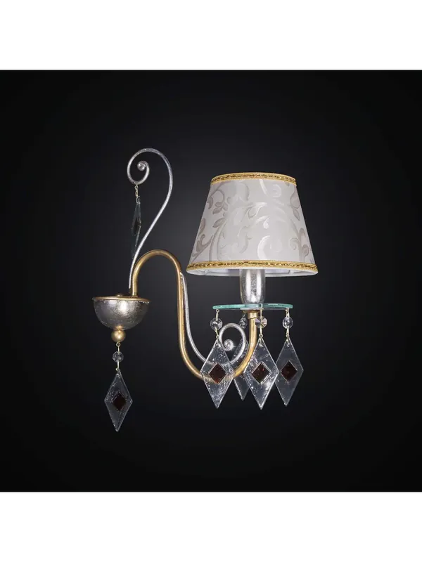 Applique classico in ferro battuto e cristallo 1 luce BGA 2257-a1 Non Perdere