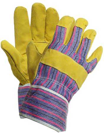 Ultime Pezzi GUANTI MAIALINO GIALLO DORSO-MANICOTTO TELA