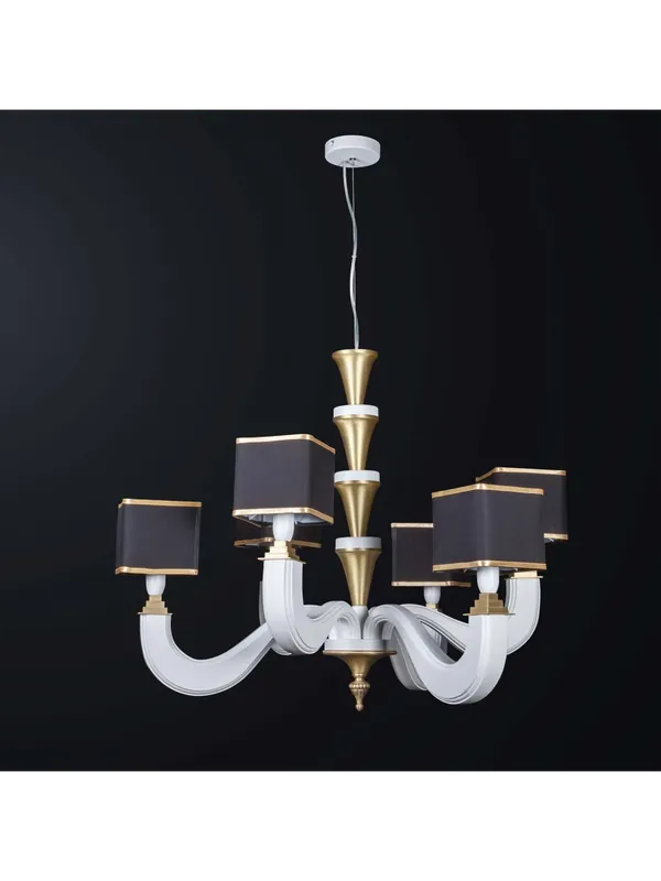 Lampadario classico in legno bianco e ottone a 6 luci BGA 3171-3-3 Nuovo Arrivo