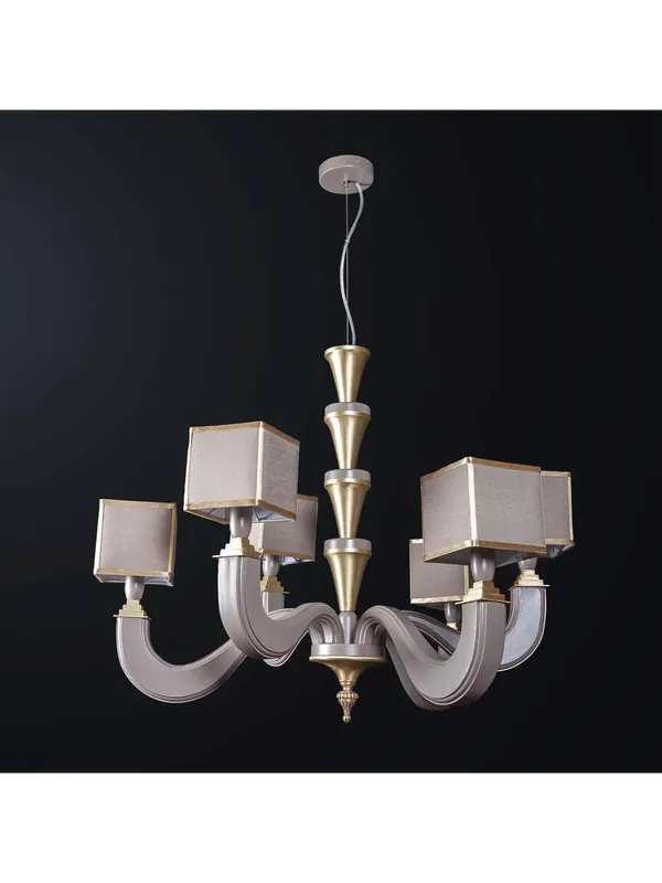 Lampadario classico in legno tortora e ottone a 6 luci BGA 3171-3-3 Spedizione Espresso