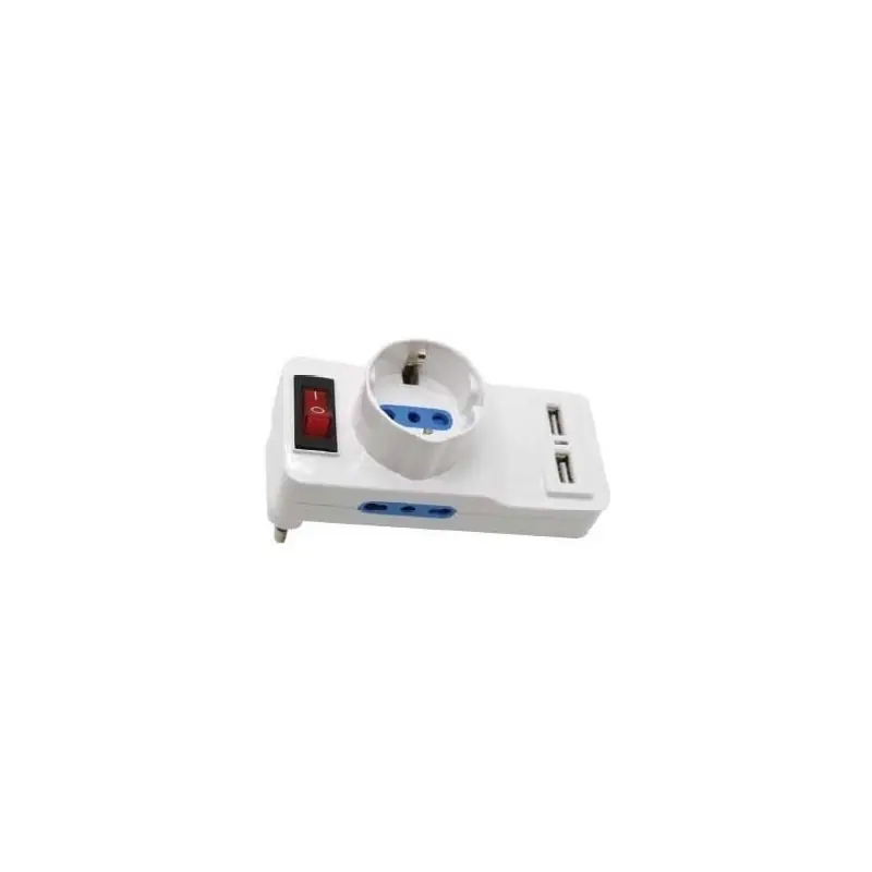 Prezzo Scontato v tac multipresa adattatore triplo con schuko 2 porte usb e interruttore luminoso sku 8830
