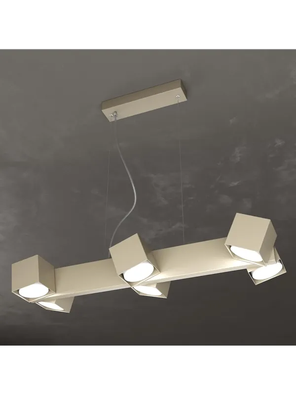 Lampadario moderno con faretti orientabili tortora per studio 6 luci tpl 0129 Economico