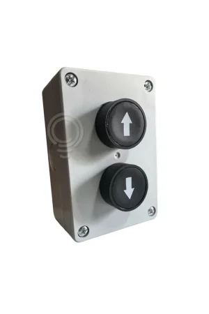 Subito Disponibile Pulsantiera 2 pulsanti filo ghiera frecce verticali, 2 fori, con ECX 4109 (2 pulsanti neri + 1 contatto NO)