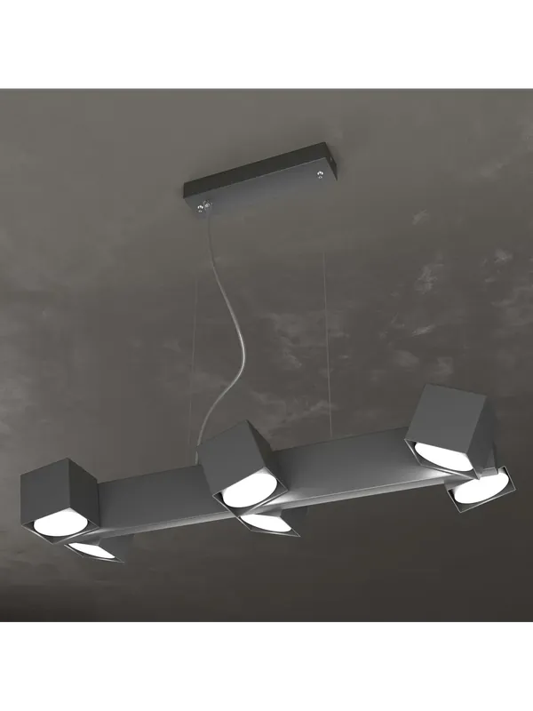 Lampadario moderno con faretti orientabili antracite per studio 6 luci tpl 0127 Ordina Subito