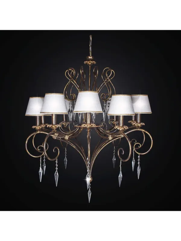 Promozione Lampadario classico in ferro battuto e cristallo a 10 luci BGA 2244-10cp