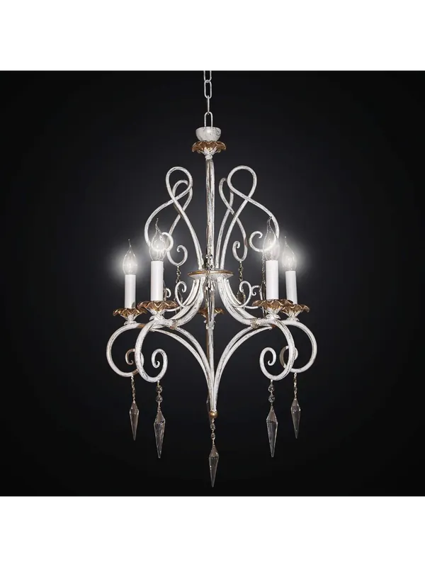 Lampadario classico in ferro battuto e cristallo a 5 luci BGA 2244-5sp Prezzo Di Fabbrica