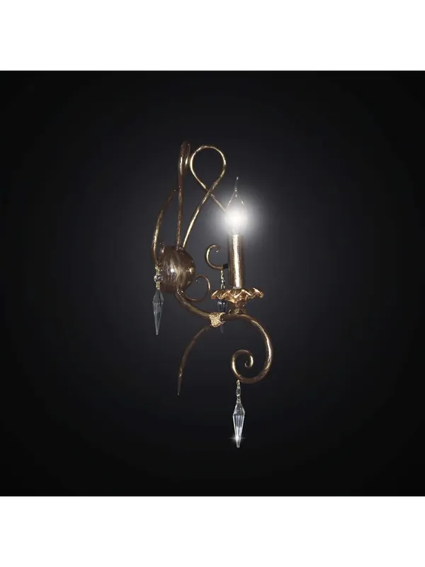 Applique classico in ferro battuto e cristallo 1 luce BGA 2244-a1sp Offerta Limitata