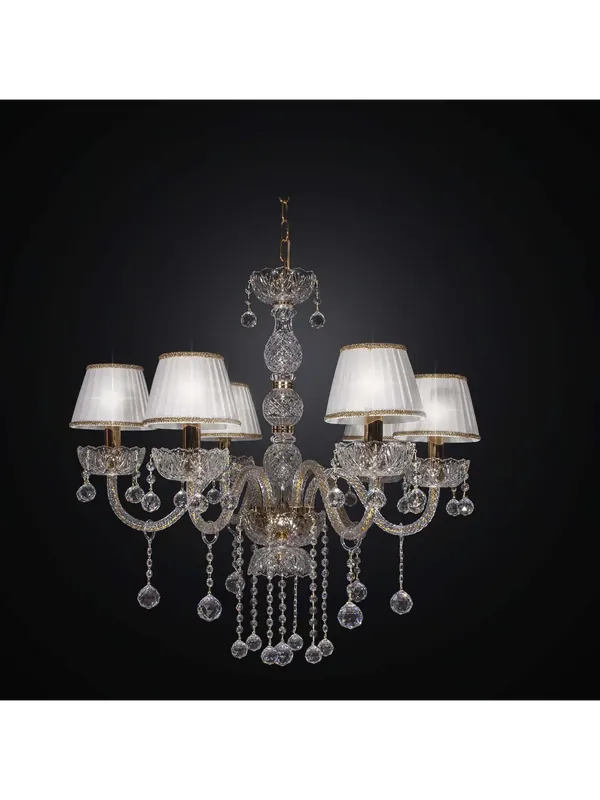 Lampadario in cristallo classico design swarovsky a 6 luci BGA 2238 oro Acquista Ora
