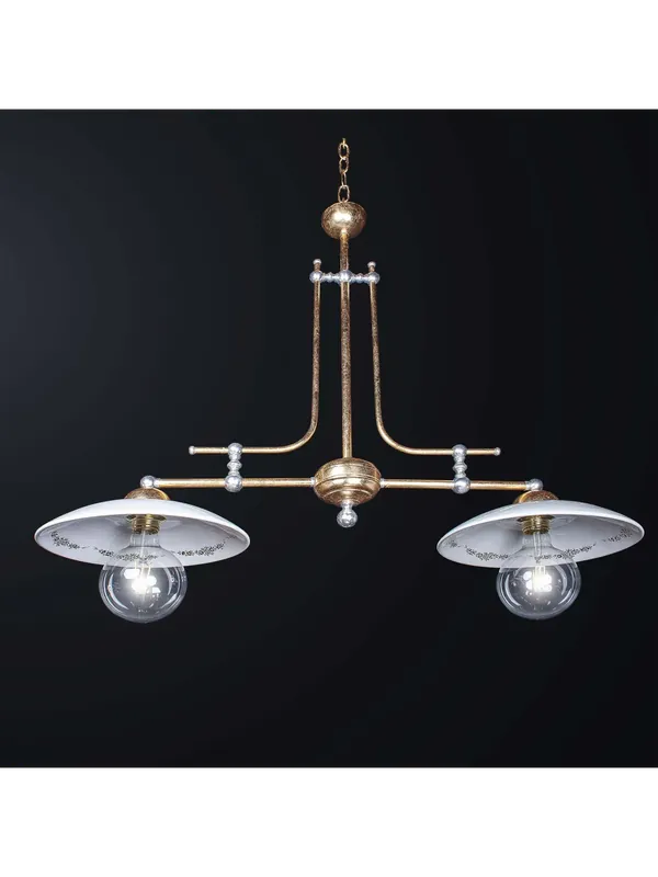 Più Venduto Bilanciere classico in ottone foglia oro e ceramica a 2 luci BGA 3196