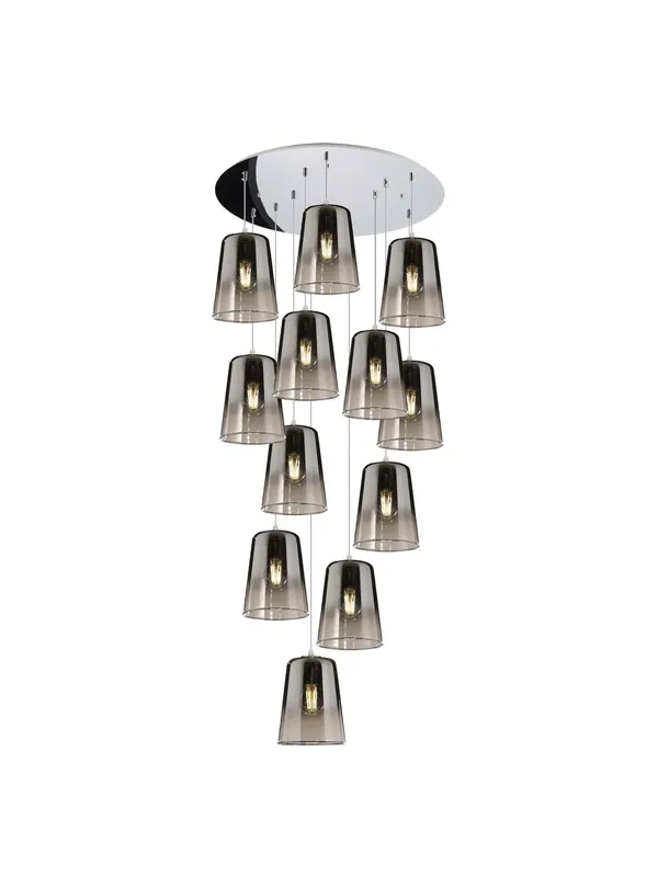 Lampadario a sospensione moderno per soggiorno 12 luci vetri cromo tpl 0117 Scelto Dai Clienti
