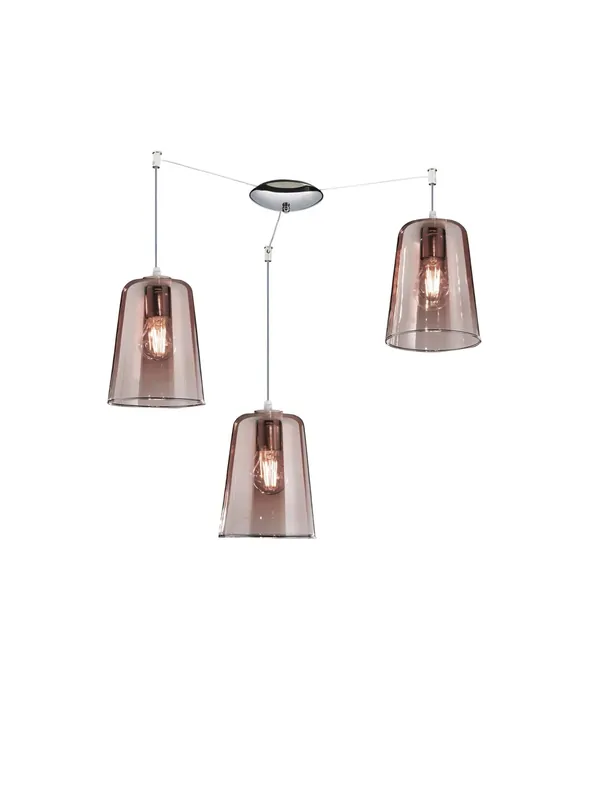 Lampadario sospensione moderno cucina penisola 3 luci vetro rame tpl 0113 Esclusivo
