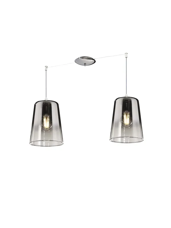 Lampadario sospensione moderno cucina penisola 2 luci vetro cromo tpl 0112 Promozione