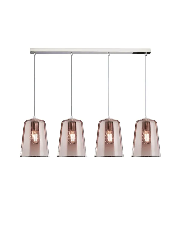 Lampadario sospensione moderno cucina penisola 4 luci vetro rame tpl 0111 Offerta Del Giorno