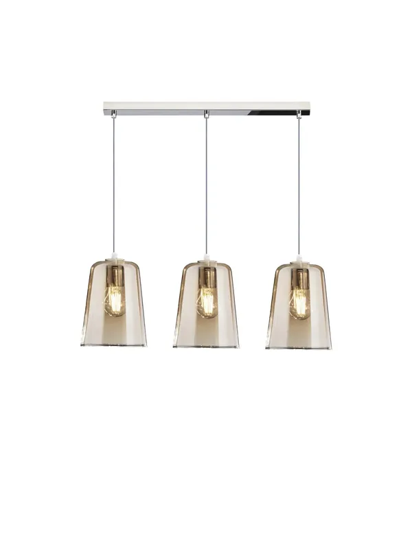 Ultima Occasione Lampadario sospensione moderno cucina penisola 3 luci vetro ambra tpl 0110