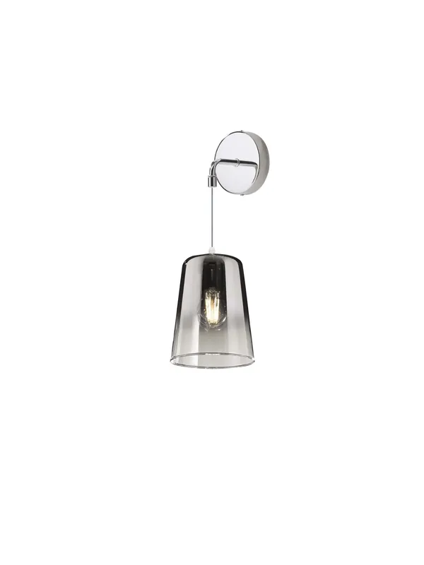 Applique da parete moderno per soggiorno a 1 luce vetro cromo tpl 0099 Popolare