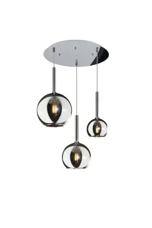 Acquista Ora Lampadario sospensione moderno soggiorno 3 luci vetri cromo tpl 0091