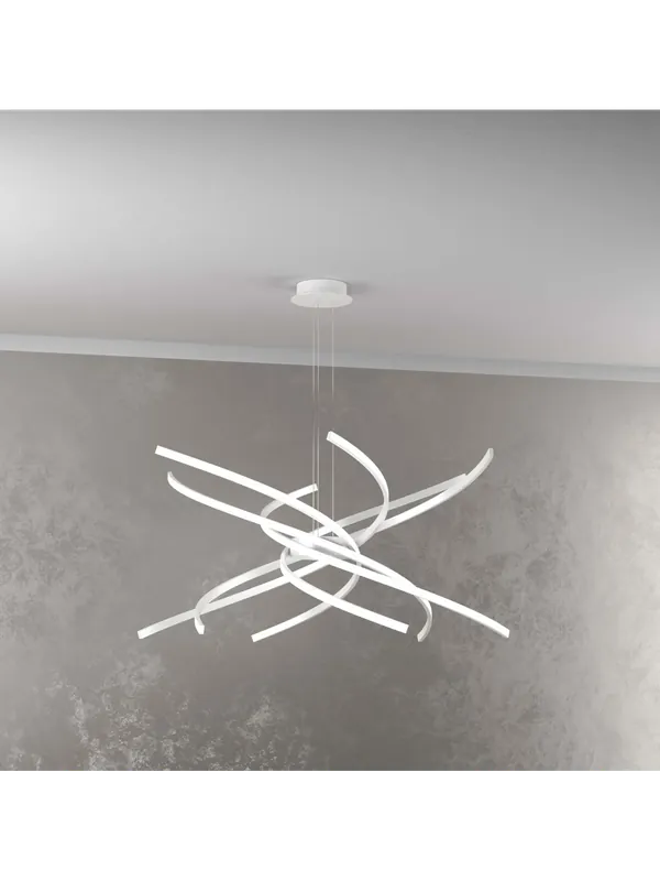 Consegna Rapida Lampadario moderno a led per soggiorno e camera design bianco tpl 0062