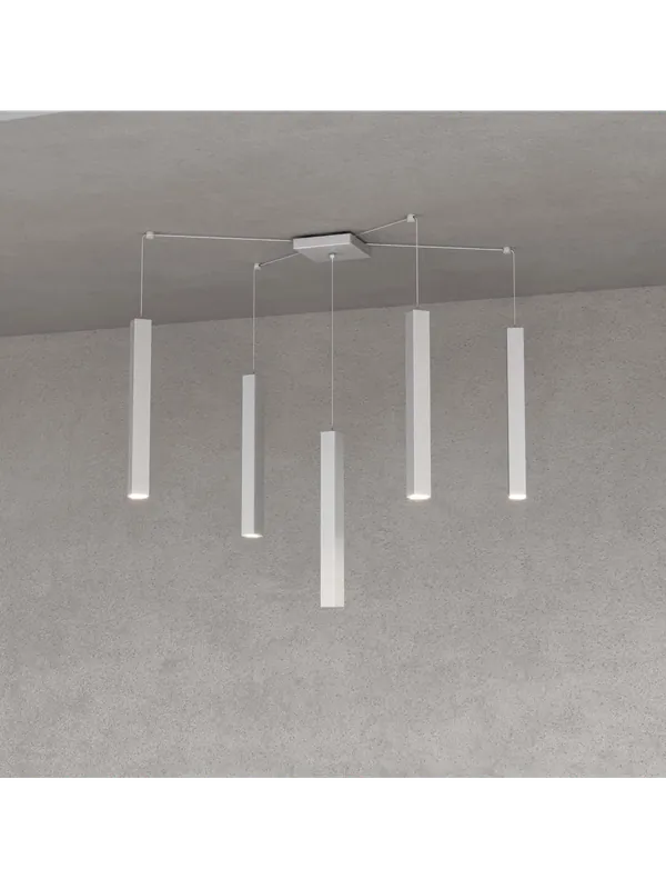 Di Tendenza Lampadario quadrato moderno per cucina salone design grigio a 5 luci tpl 0058