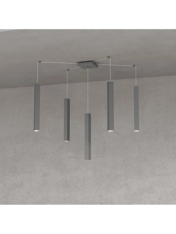Lampadario quadrato moderno per cucina salone design antracite a 5 luci tpl 0057 Occasione