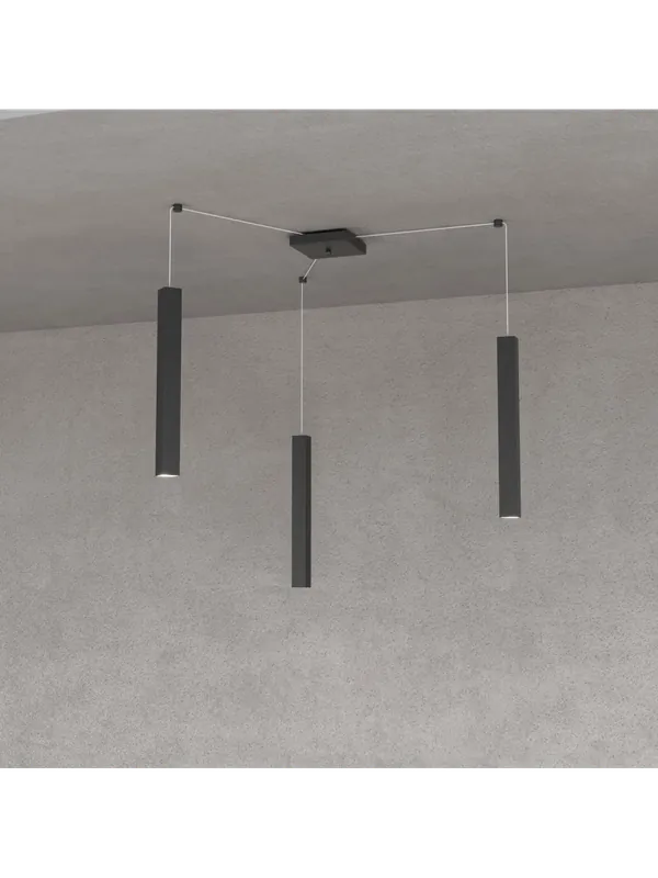 Occasione Lampadario quadrato moderno per cucina penisola design nero a 3 luci tpl 0054