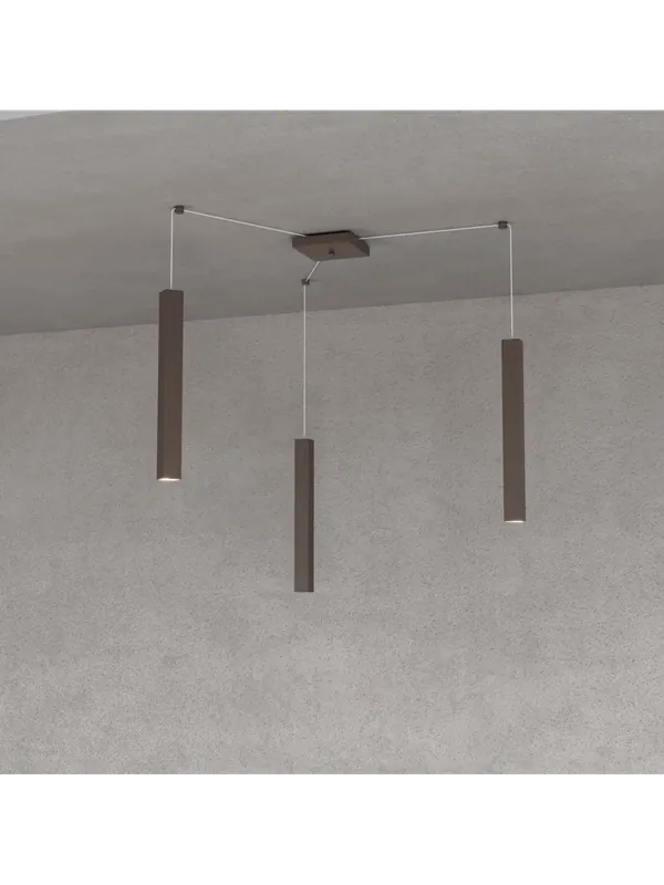 Offerta Lampadario quadrato moderno per cucina penisola design marrone a 3 luci tpl 0053