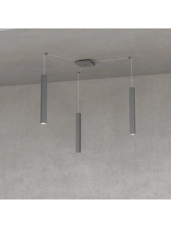 Ultima Occasione Lampadario quadrato moderno per cucina penisola design antracite a 3 luci tpl 0051
