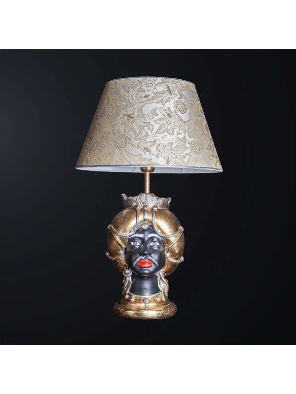 Lampada testa di moro uomo in ceramica classica h.65cm BGA 3186-l Prezzo Scontato