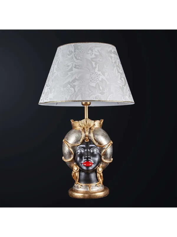 Solo Oggi Lampada testa di moro donna in ceramica classica h.65cm BGA 3186-l