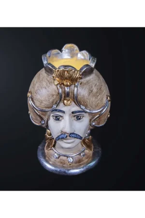 Lampada testa di moro uomo in ceramica classica h.32cm BGA 3182-l Spedito Oggi