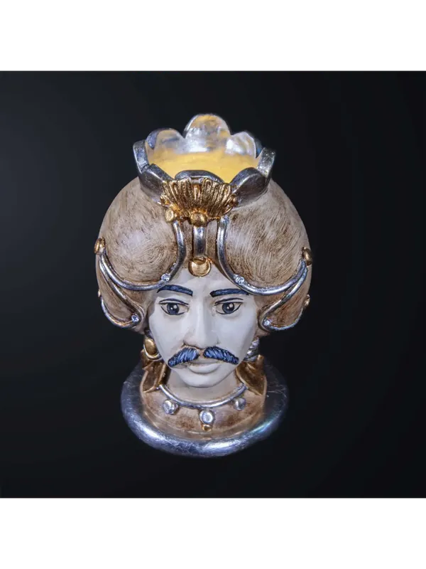 Lampada testa di moro uomo in ceramica classica h.32cm BGA 3182-l Spedito Oggi