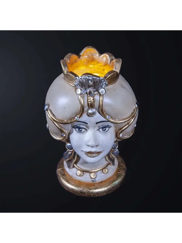 Lampada testa di moro donna in ceramica classica h.32cm BGA 3182-l Occasione