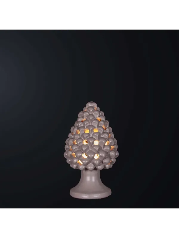 Offerta Limitata Lampada a pigna H.21cm in ceramica tortora 1 luce BGA 3179-lm