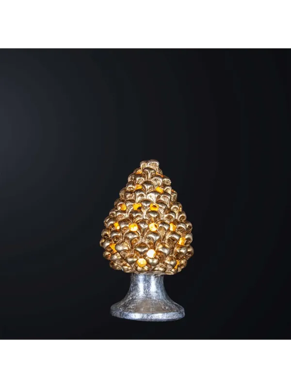 Compra Oggi Stesso Lampada a pigna H.21cm in ceramica foglia oro-argento 1 luce BGA 3179-lm