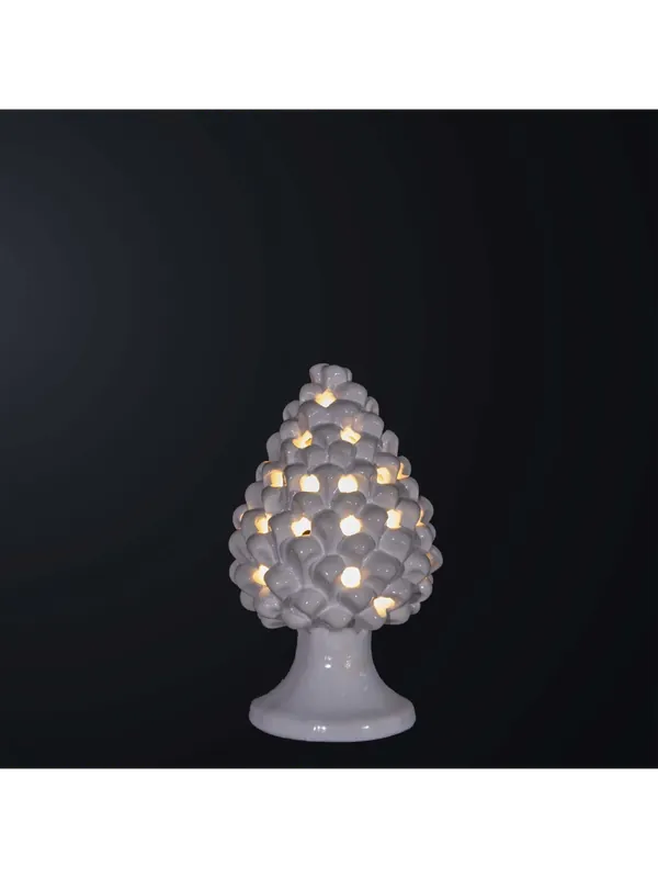 Lampada a pigna H.21cm in ceramica bianca 1 luce BGA 3179-lm Nuova Collezione