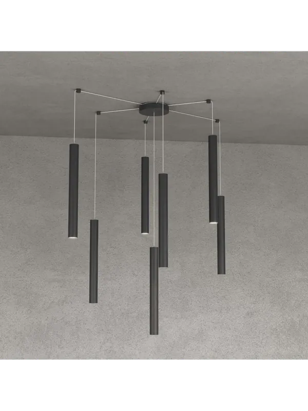 Lampadario a sospensione moderno salone cucina design nero a 7 luci tpl 0033 Non Perdere