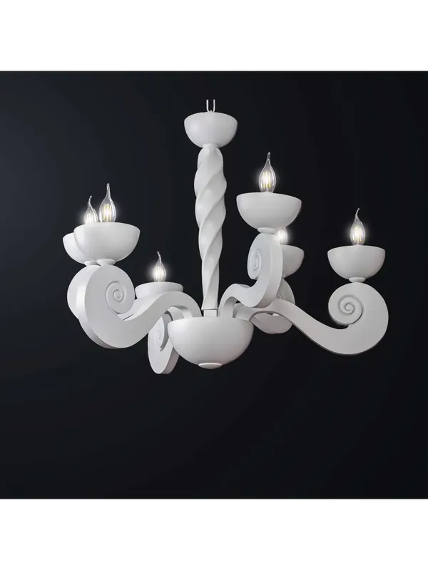 Lampadario moderno contemporaneo in legno bianco a 6 luci BGA 3172-3+3 Pagamento Sicuro