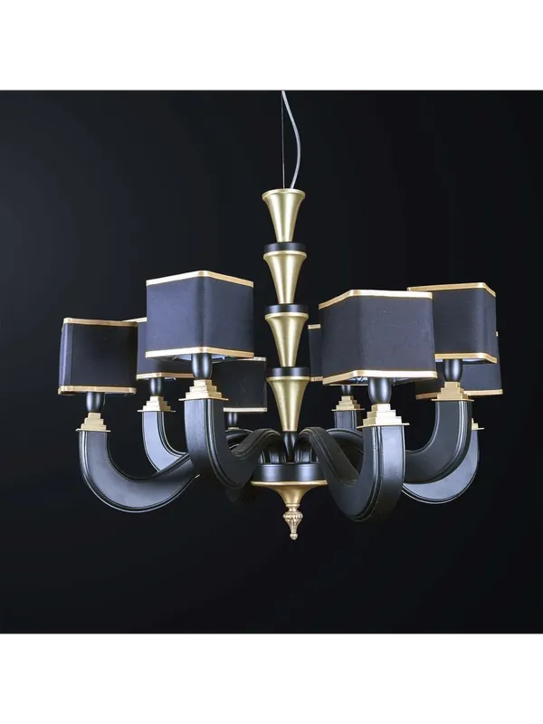 Lampadario classico in legno nero e ottone a 8 luci BGA 3171-8 Subito Disponibile