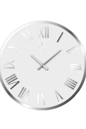 Orologio Lowell da Parete in Vetro Bianco con Numeri Romani Diametro 38 cm - 14893B Occasione