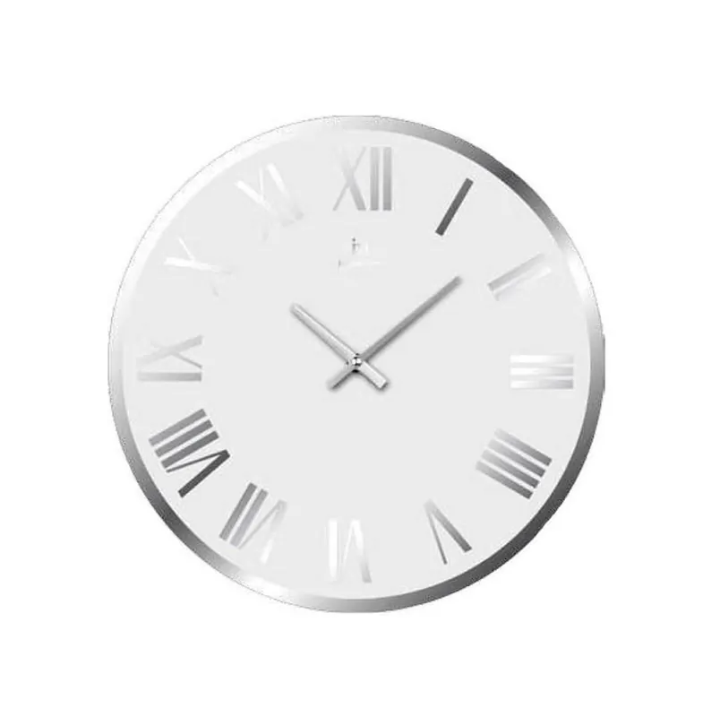 Orologio Lowell da Parete in Vetro Bianco con Numeri Romani Diametro 38 cm - 14893B Occasione