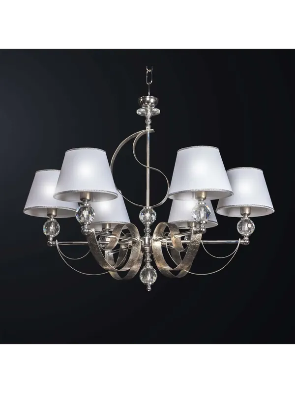 Lampadario moderno foglia argento design cristallo swarovsky a 6 luci BGA 3164-6 A Buon Prezzo