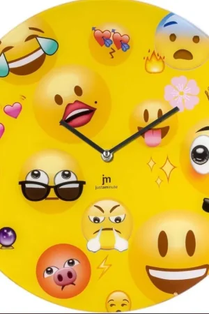 Esclusivo Orologio da Parete Lowell in Vetro Emoticon Giallo 38 cm - 14883