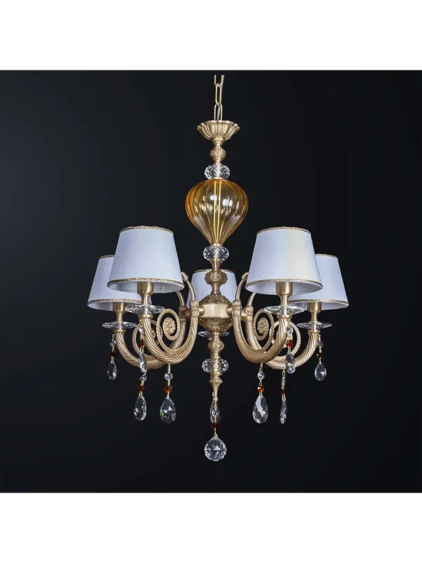 Spedito Oggi Lampadario classico in ottone e cristallo a 5 luci BGA 3160-5