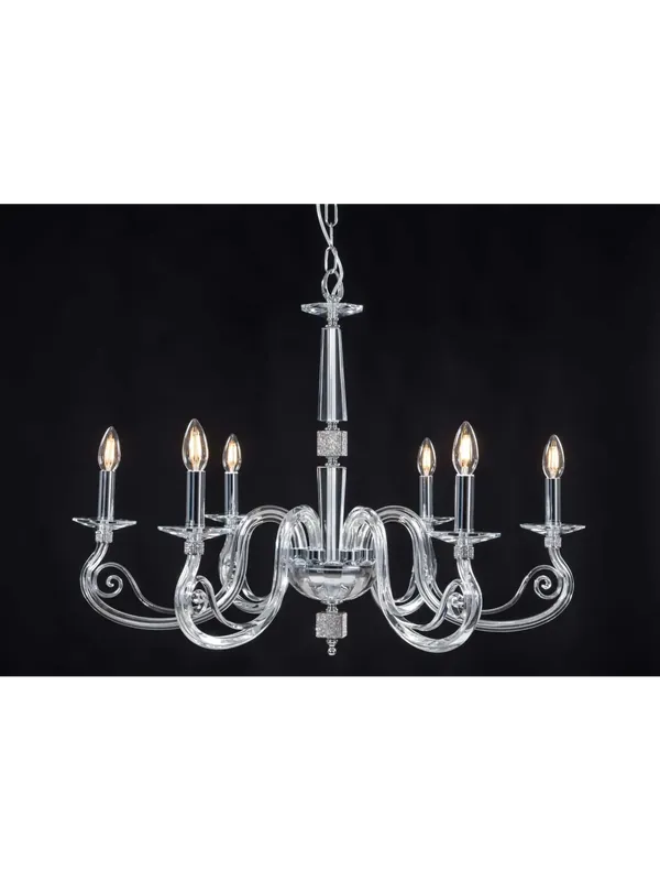 Lampadario moderno cristallo e strass a 6 luci Design Swarovsky Ornella Consegna Rapida