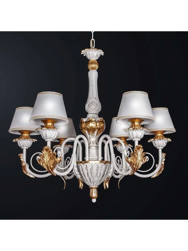 Professionale Lampadario classico in legno e ferro battuto a 6 luci BGA 3149-6