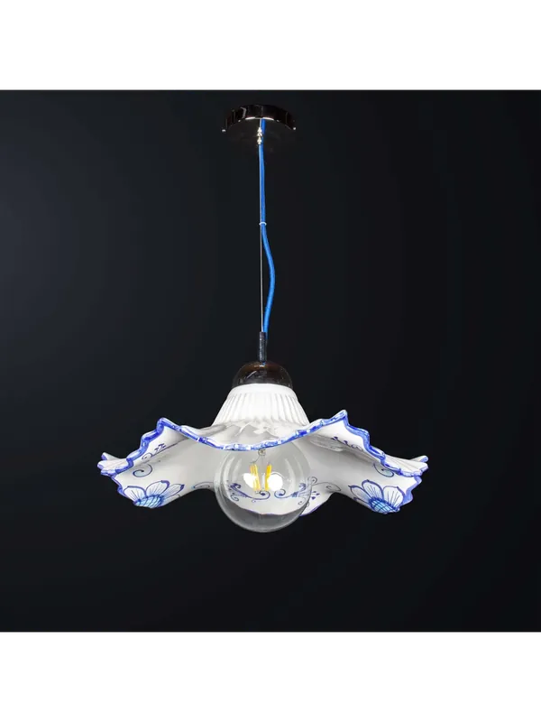 Offerta Del Giorno Lampadario classico in ceramica bianco-blu 1 luce BGA 3144-p32 blu