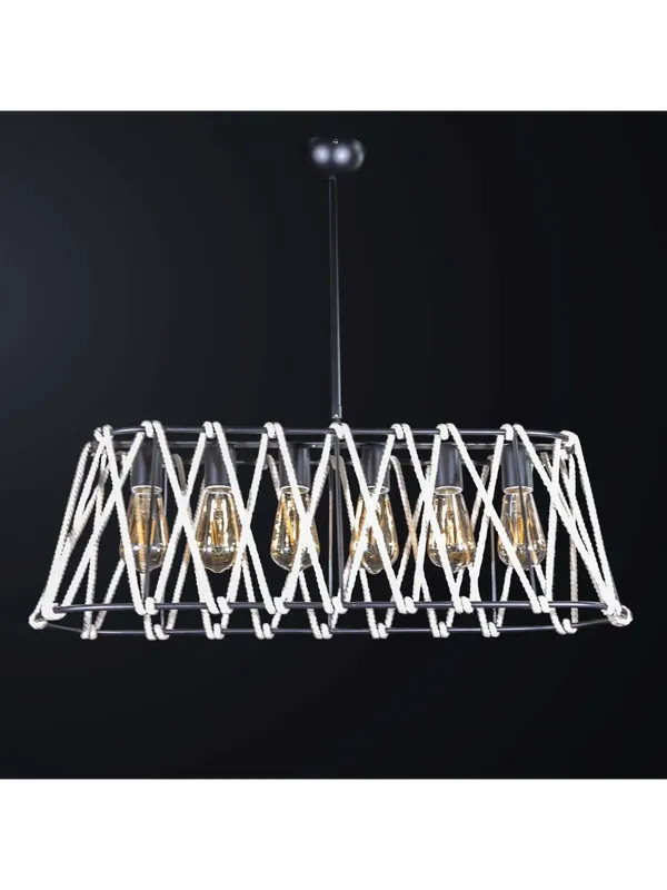 Subito Disponibile Lampadario moderno vintage nero con corda a 6 luci BGA 3134-s75
