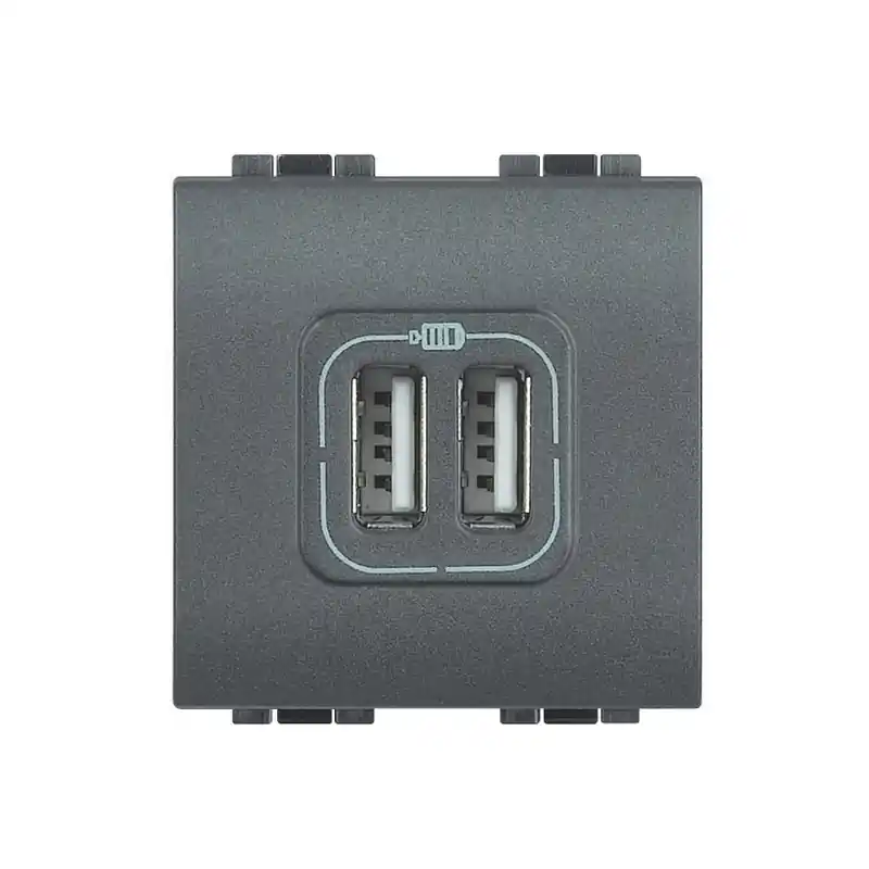 Prezzo Ridotto bticino living light caricatore usb 2 posti 2 prese 2400ma 5v antracite bticino l4285c2