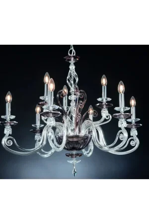 Affare Lampadario moderno in cristallo fumè 9 luci Design Swarovsky Zuela