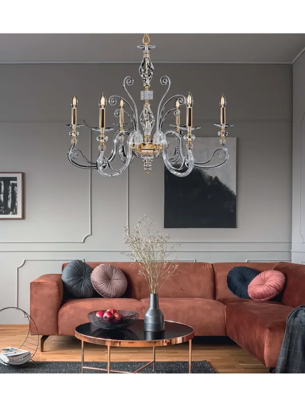Professionale Lampadario classico in cristallo e strass 6 luci Design Swarovsky elide