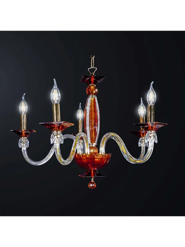 Lampadario classico in cristallo ambra design swarovsky 5 luci BGA 3132-5 Ultime Pezzi